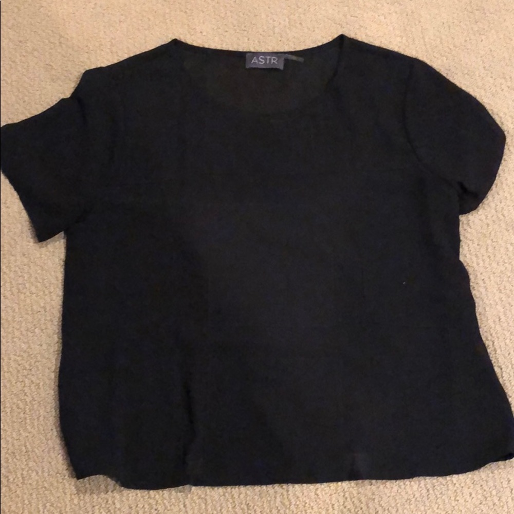 ASTR black top with sheer box detail
